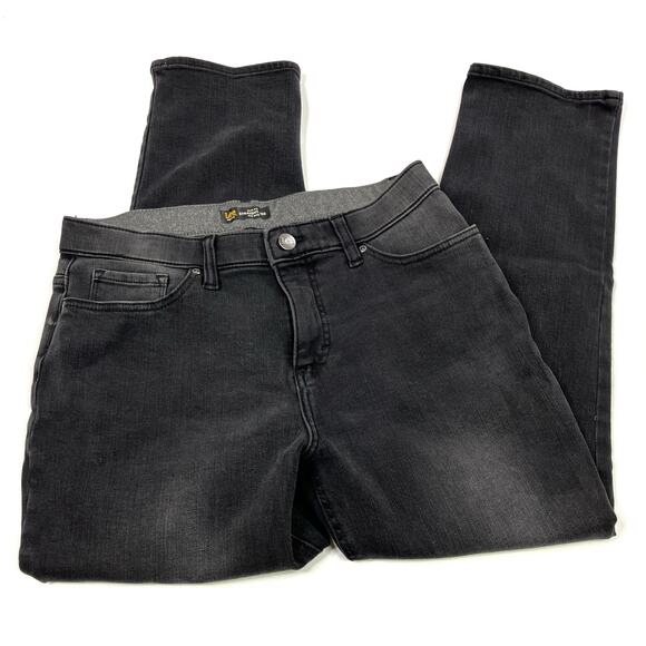 Lee | Straight Leg Jeans Black Denim Straight Leg Slim Fit Mid Rise Womens 12P - Picture 1 of 9